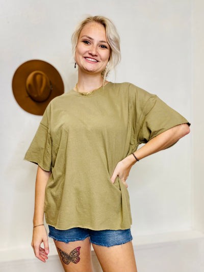French Terry Top - Khaki-Tops-Anatomy Clothing Boutique in Brenham, Texas