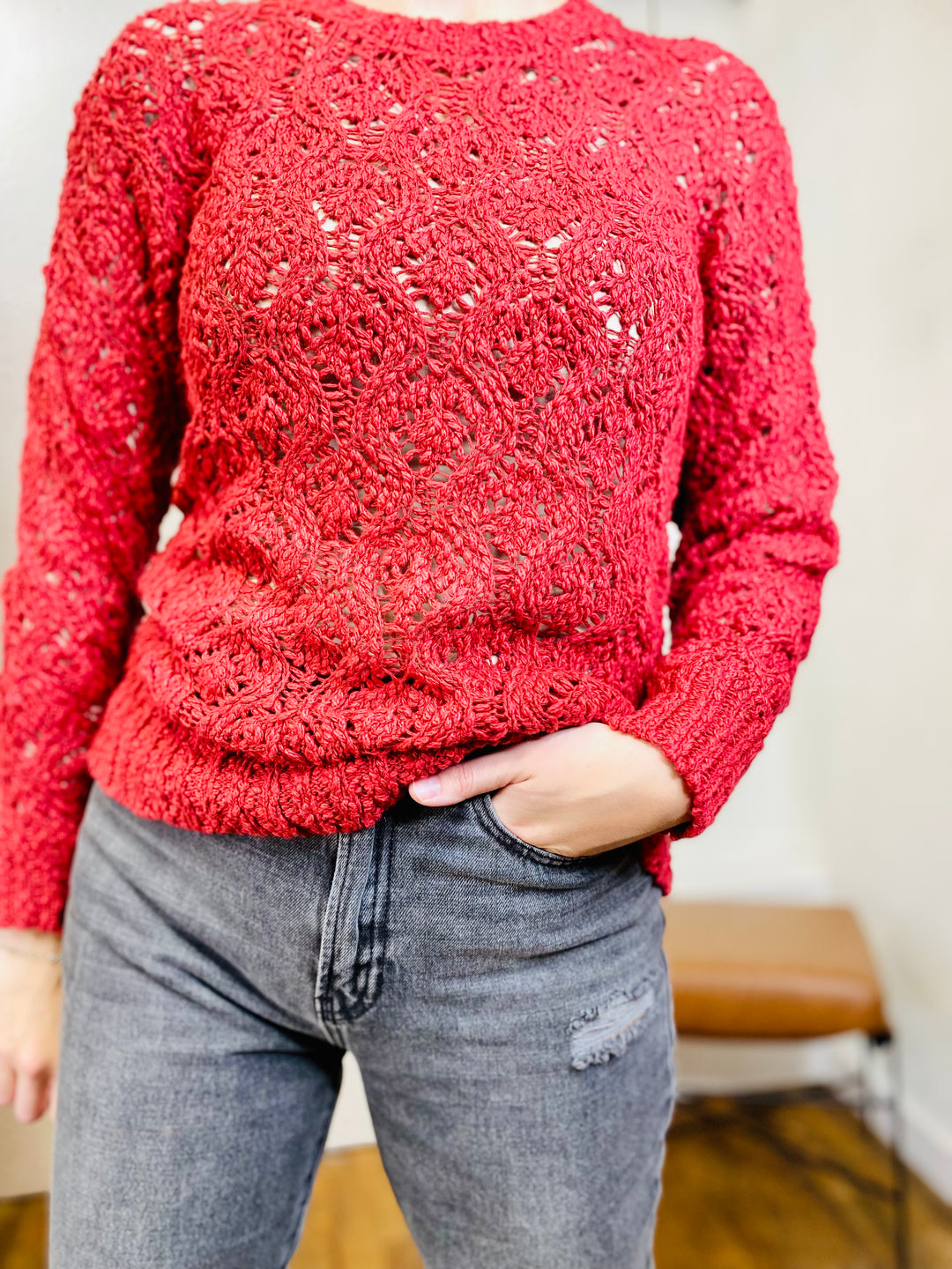 Paris Crochet Sweater DEAR JOHN-Tops-Anatomy Clothing Boutique in Brenham, Texas