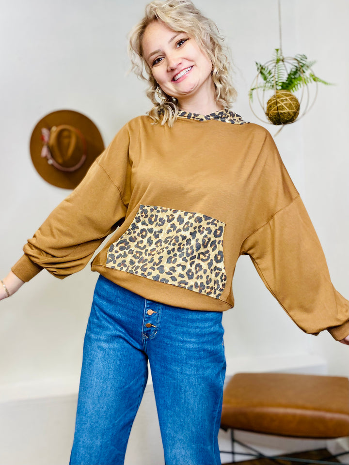 Ash Leopard Hoodie - Camel-Tops-Anatomy Clothing Boutique in Brenham, Texas