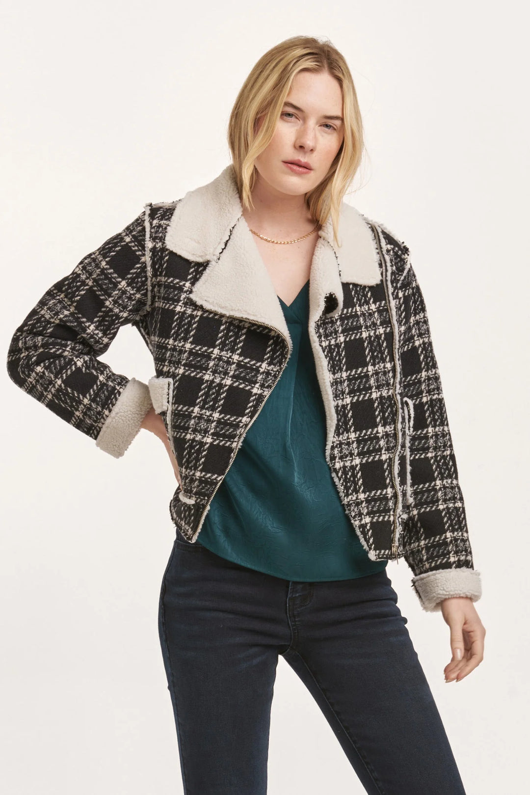 Alvie Plaid Jacket DEAR JOHN-Tops-Anatomy Clothing Boutique in Brenham, Texas