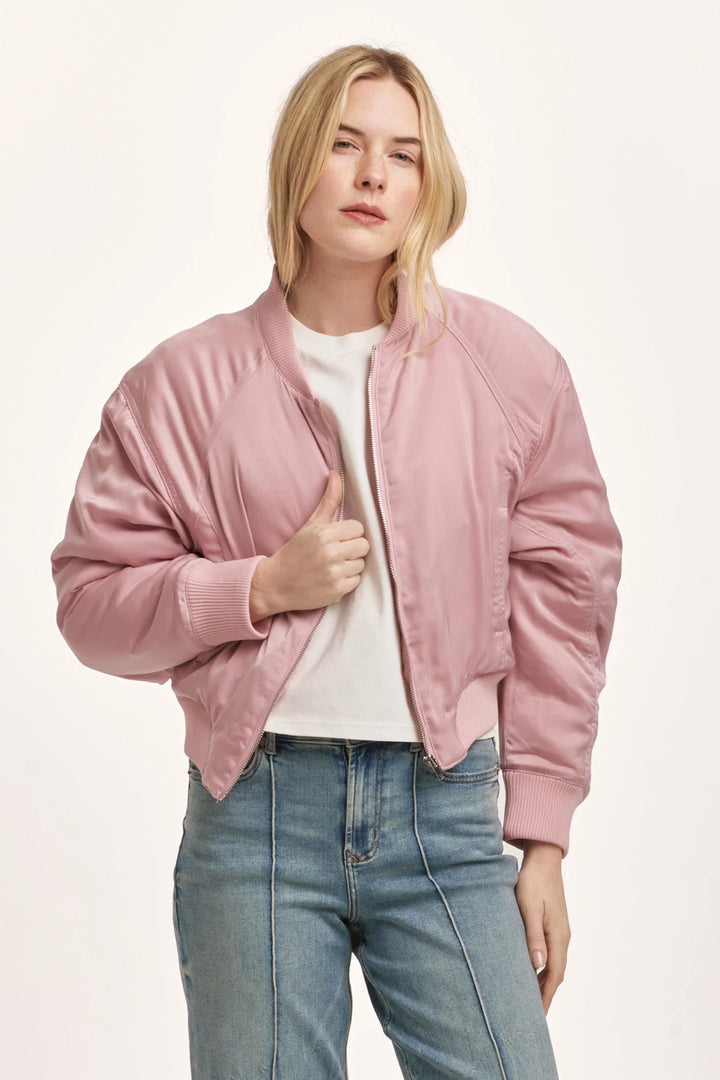 Samaria Satin Bomber Jacket DEAR JOHN-Tops-Anatomy Clothing Boutique in Brenham, Texas