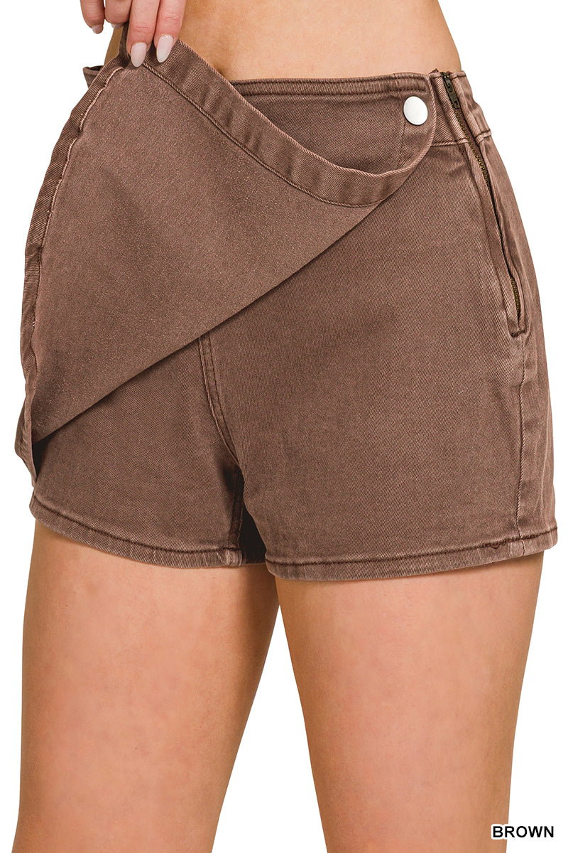 Cowboy Like Me Skort - Brown-Bottoms and Jeans-Anatomy Clothing Boutique in Brenham, Texas