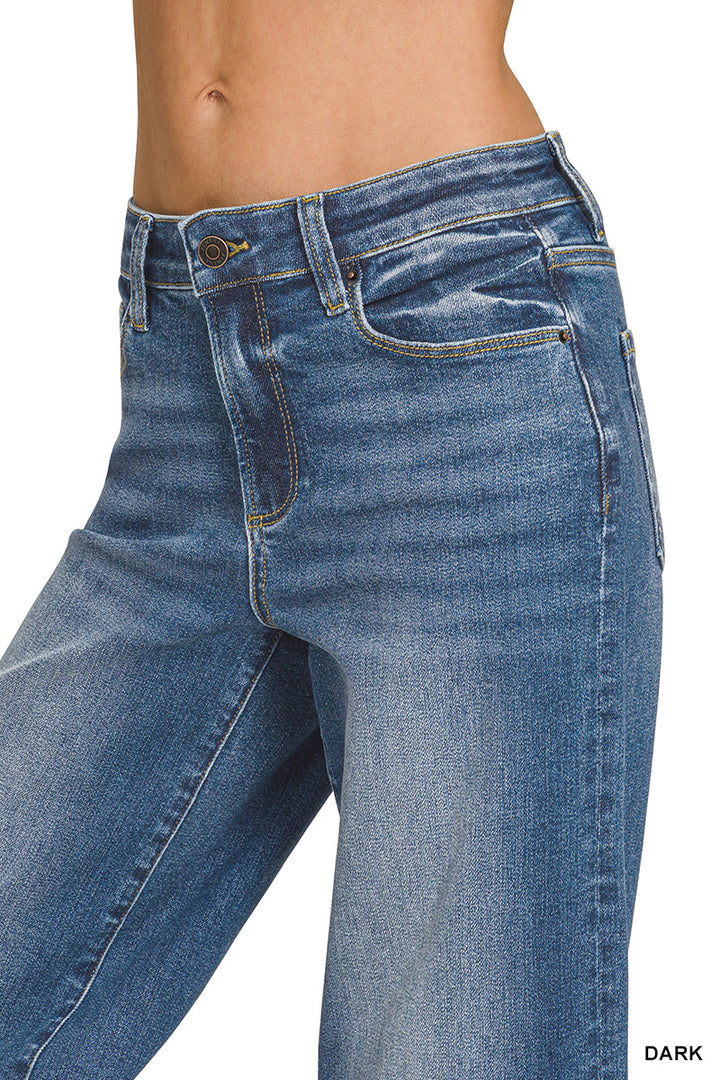 Free Spirit Raw Hem Wide Leg Jeans-Tops-Anatomy Clothing Boutique in Brenham, Texas