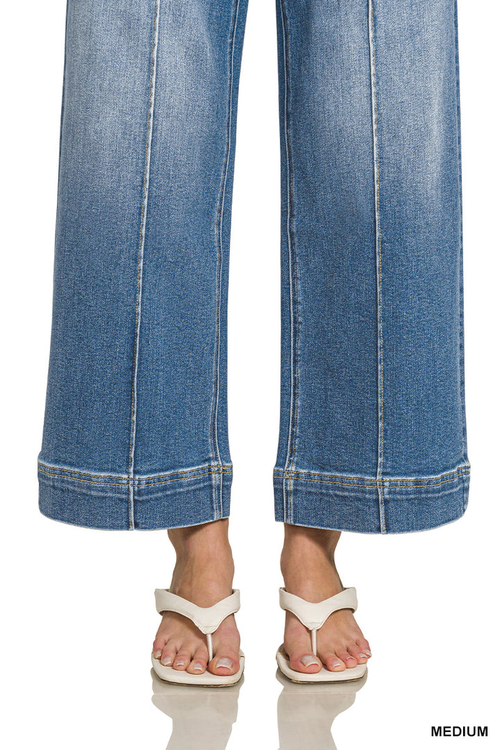Front & Center Wide Leg Jeans-Tops-Anatomy Clothing Boutique in Brenham, Texas