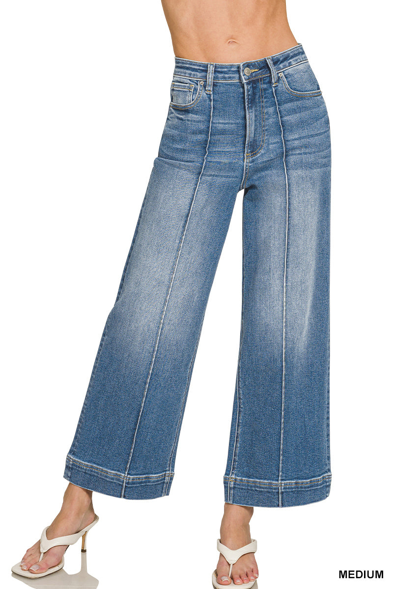 Front & Center Wide Leg Jeans-Tops-Anatomy Clothing Boutique in Brenham, Texas