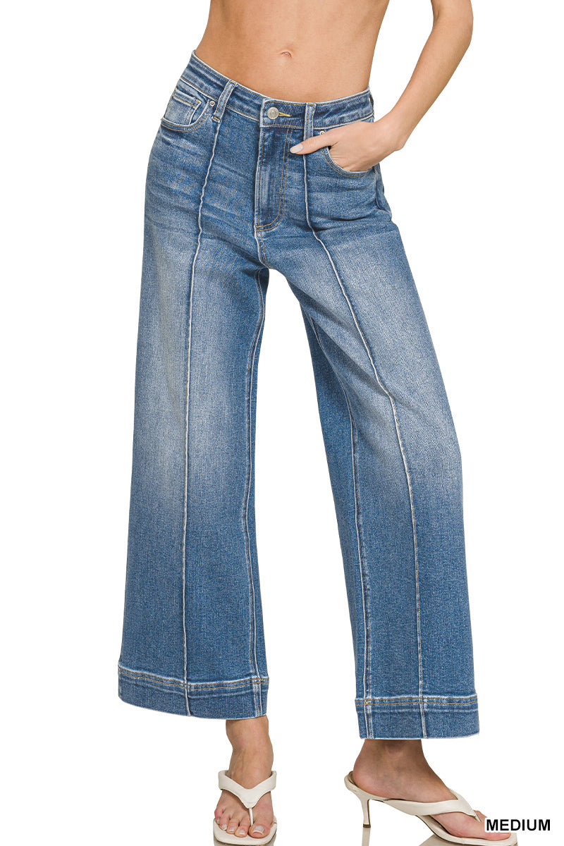 Front & Center Wide Leg Jeans-Tops-Anatomy Clothing Boutique in Brenham, Texas