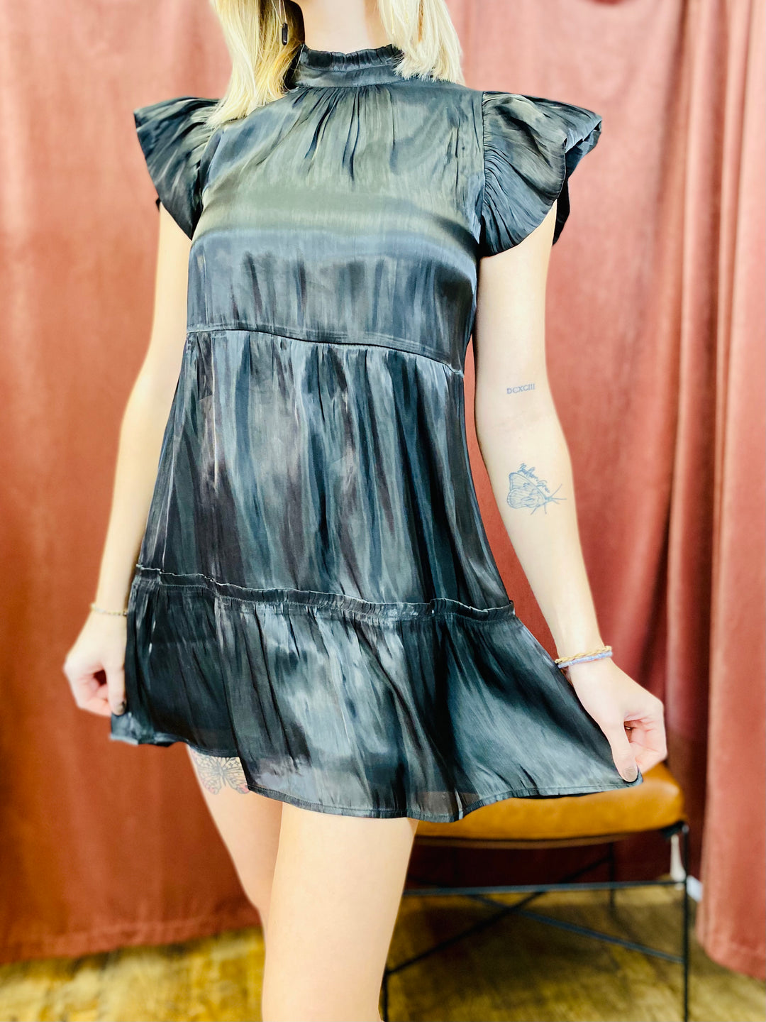 Mirrorball Shimmer Dress - Black-Dresses-Anatomy Clothing Boutique in Brenham, Texas
