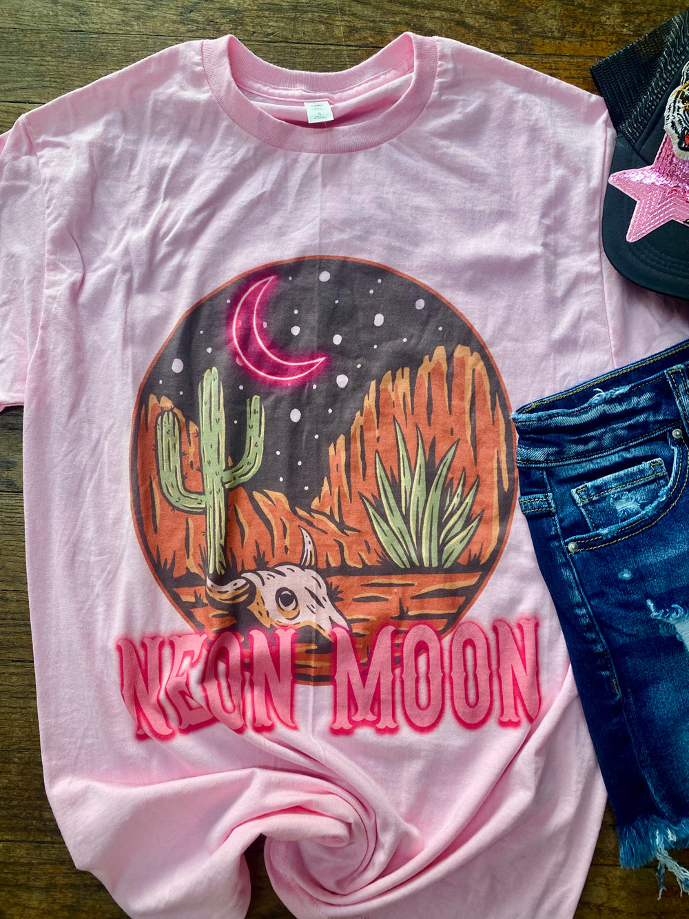 Neon Moon Western Graphic Tee-Tops-Anatomy Clothing Boutique in Brenham, Texas