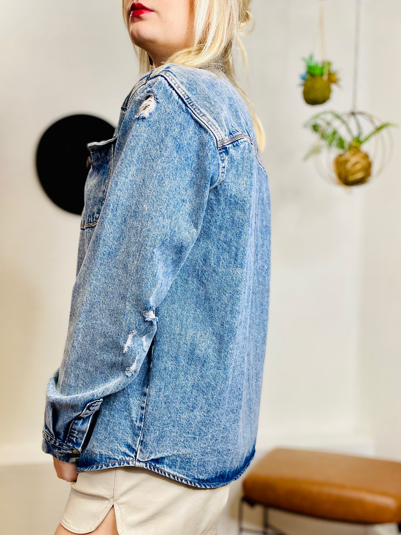 Forever and Always Denim Button Down-Tops-Anatomy Clothing Boutique in Brenham, Texas