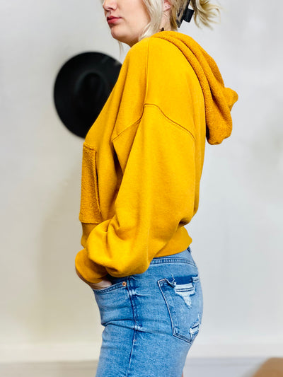 Kennedy Cropped Terry Hoodie-Tops-Anatomy Clothing Boutique in Brenham, Texas