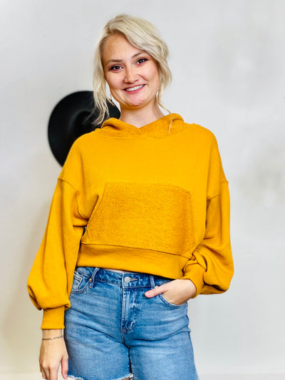 Kennedy Cropped Terry Hoodie-Tops-Anatomy Clothing Boutique in Brenham, Texas