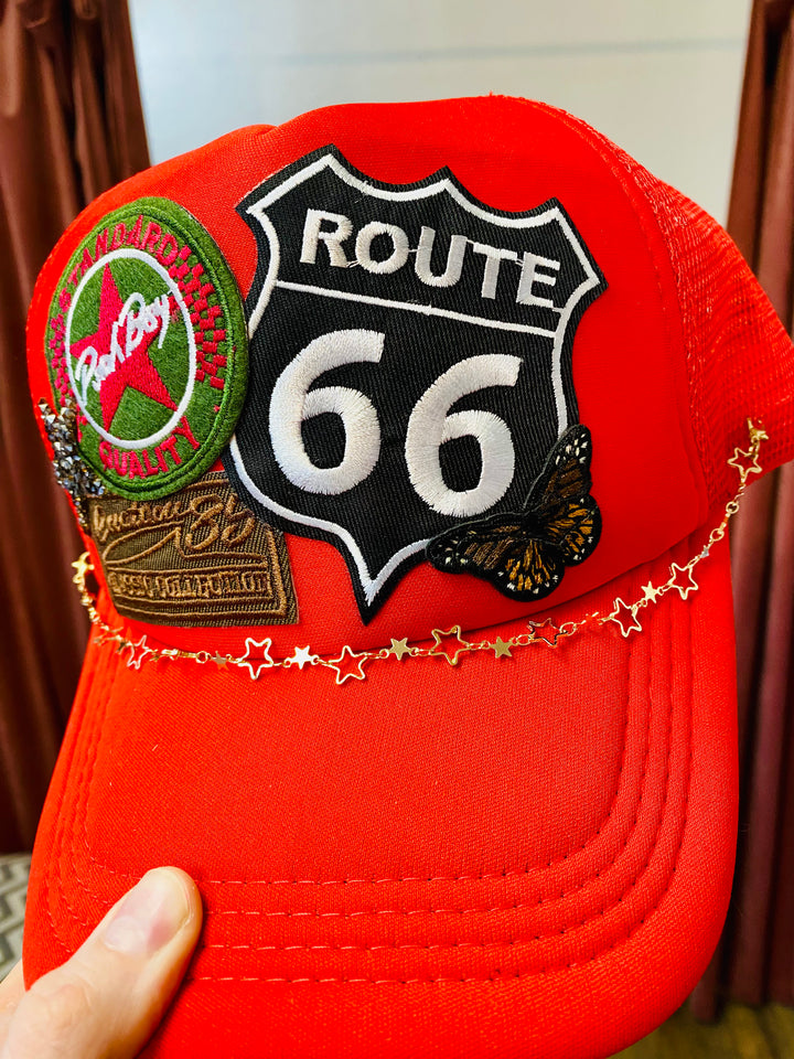 Custom Trucker Hat - Vintage Route 66-Hat-Anatomy Clothing Boutique in Brenham, Texas