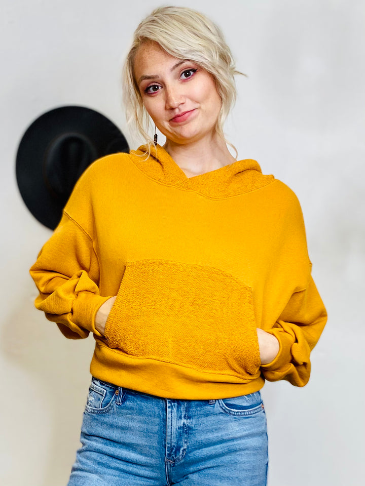 Kennedy Cropped Terry Hoodie-Tops-Anatomy Clothing Boutique in Brenham, Texas