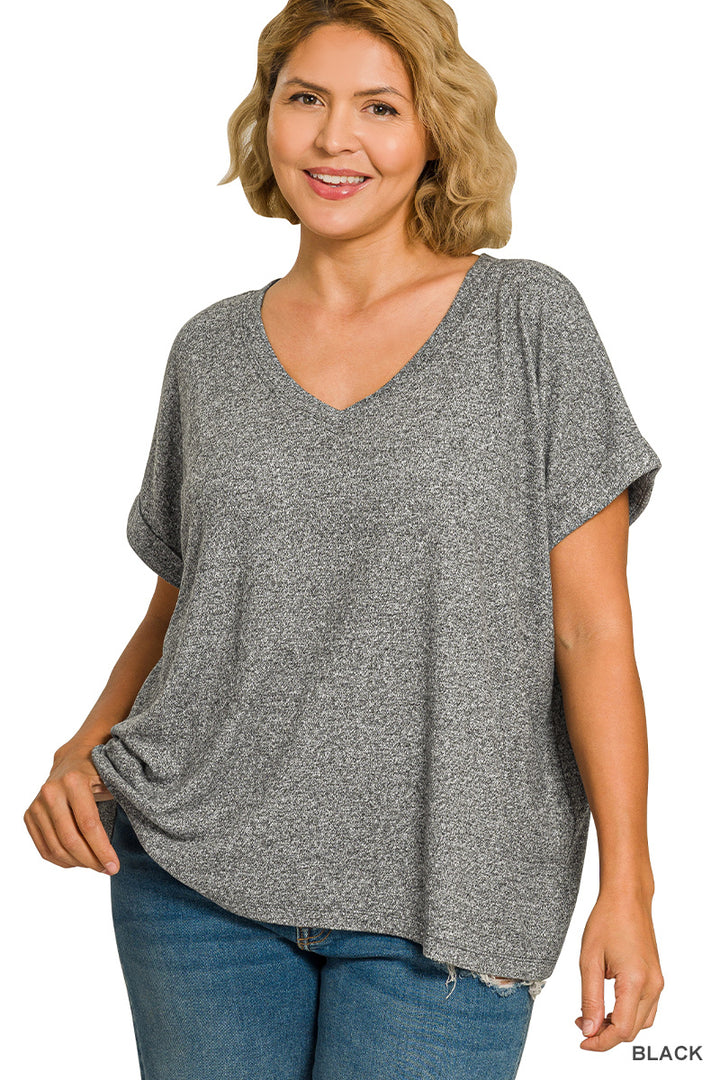 Soft Spot V-Neck Tee - Black-Tops-Anatomy Clothing Boutique in Brenham, Texas