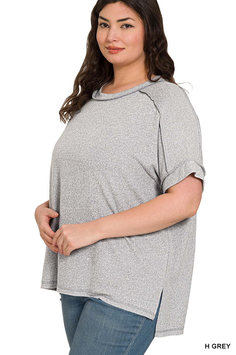 Cloud Drift Hi-Low Tee [Curvy]-Tops-Anatomy Clothing Boutique in Brenham, Texas