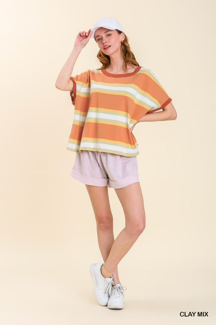 Elle Striped Boxy Top UMGEE-Tops-Anatomy Clothing Boutique in Brenham, Texas