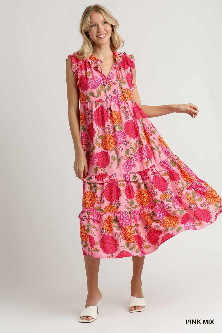 Kate Floral Midi Dress UMGEE-Dresses-Anatomy Clothing Boutique in Brenham, Texas