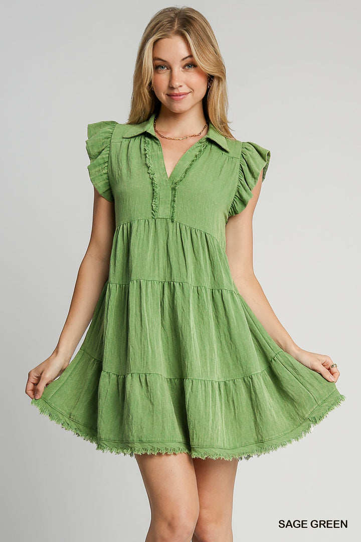 Sage Gauze Mini Dress UMGEE-Dresses-Anatomy Clothing Boutique in Brenham, Texas