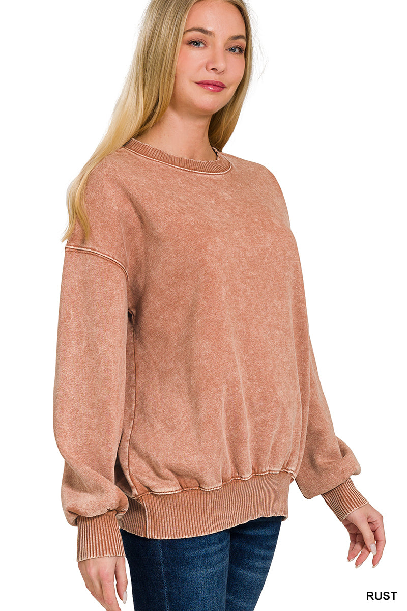 Bonfire Washed Pullover - Rust-Tops-Anatomy Clothing Boutique in Brenham, Texas