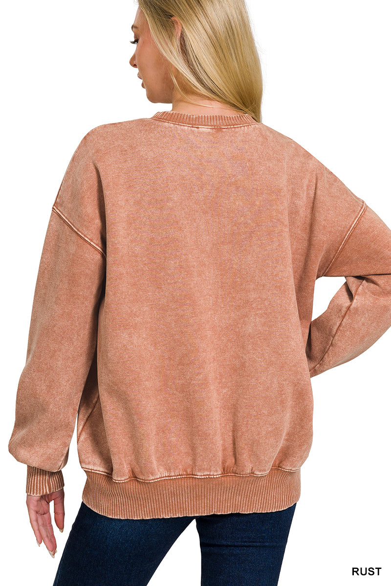 Bonfire Washed Pullover - Rust-Tops-Anatomy Clothing Boutique in Brenham, Texas