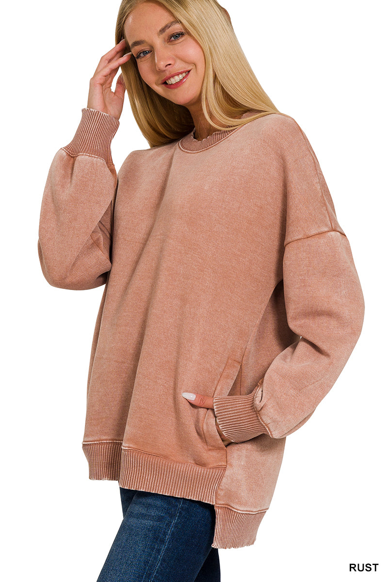 Unbothered Pocketed Pullover-Tops-Anatomy Clothing Boutique in Brenham, Texas