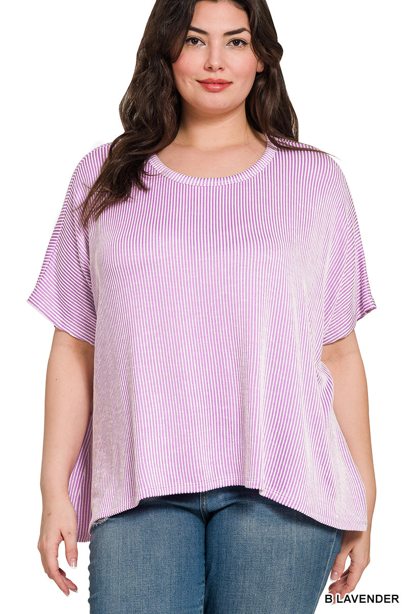 Lavender Lane Ribbed Tee [Curvy]-Tops-Anatomy Clothing Boutique in Brenham, Texas