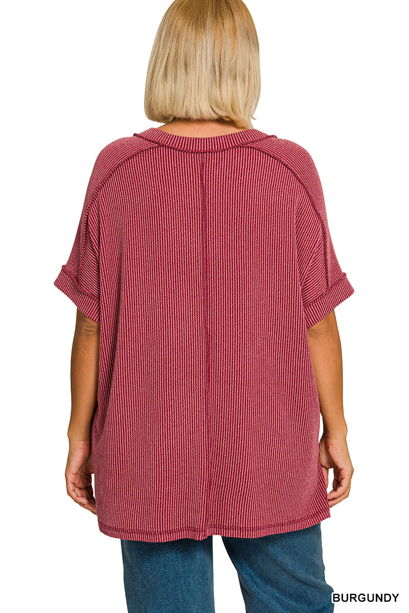 Roll With It Relaxed Tee - Burgundy-Tops-Anatomy Clothing Boutique in Brenham, Texas