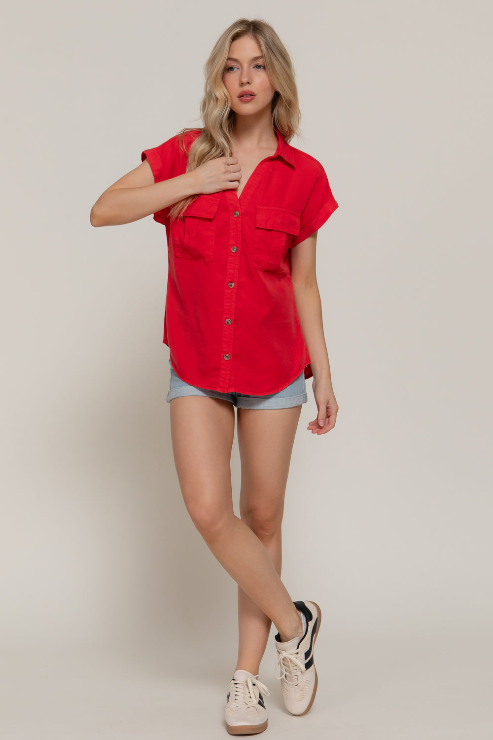 Downtown Days Button Down - Red-Tops-Anatomy Clothing Boutique in Brenham, Texas