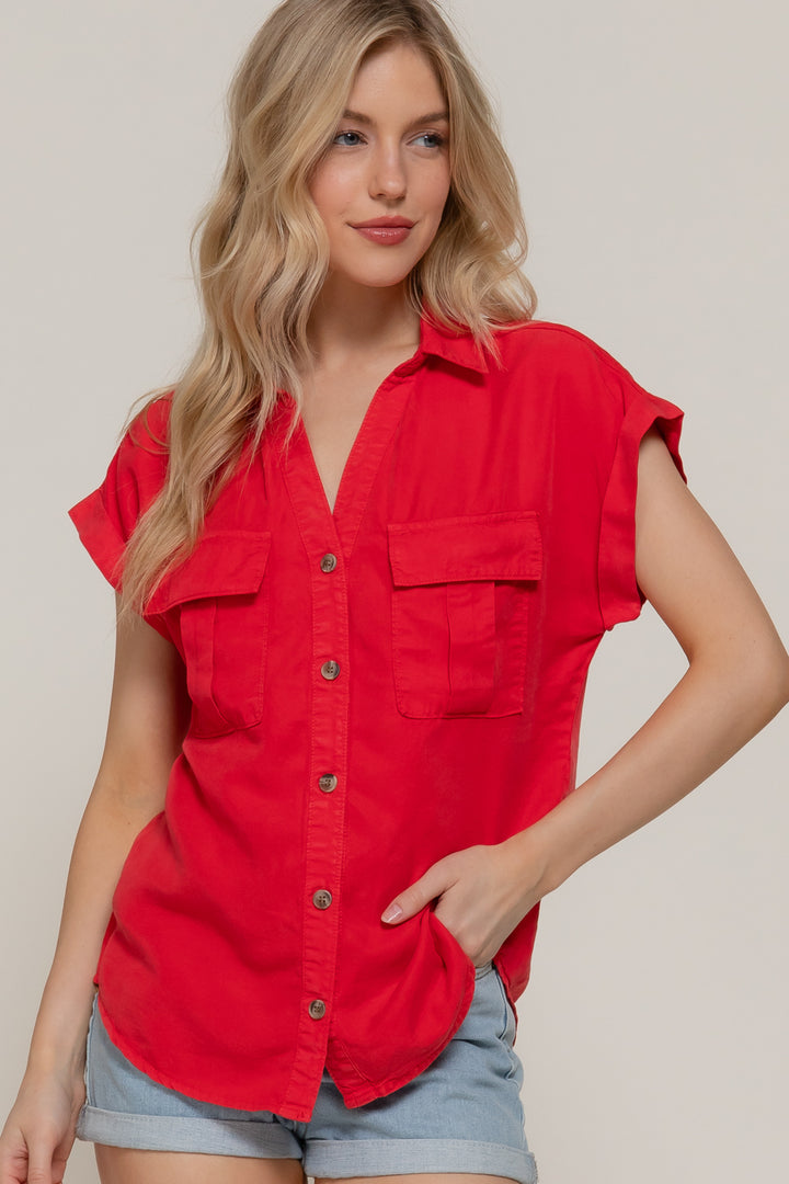 Downtown Days Button Down - Red-Tops-Anatomy Clothing Boutique in Brenham, Texas