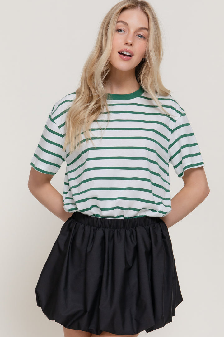 Everyday Stripe Tee - Green-Tops-Anatomy Clothing Boutique in Brenham, Texas