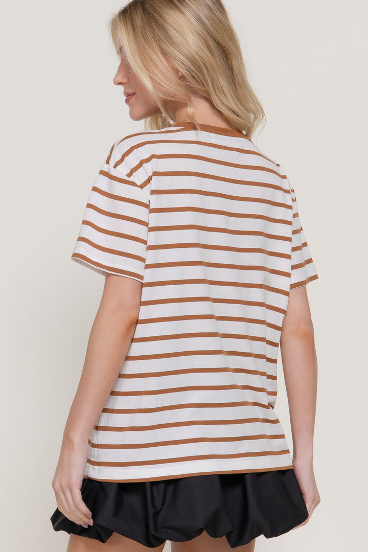 Everyday Stripe Tee - Khaki-Tops-Anatomy Clothing Boutique in Brenham, Texas