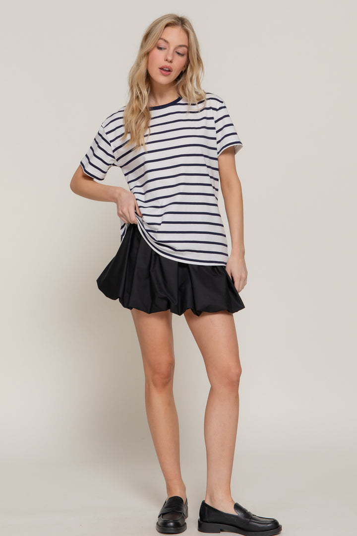 Everyday Stripe Tee - Navy-Tops-Anatomy Clothing Boutique in Brenham, Texas