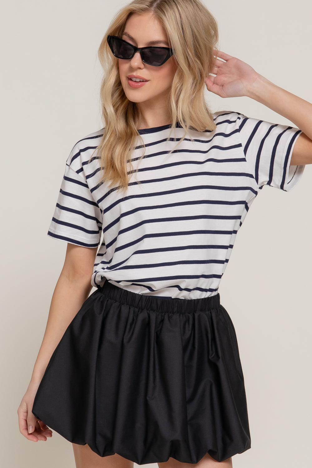 Everyday Stripe Tee - Navy-Tops-Anatomy Clothing Boutique in Brenham, Texas
