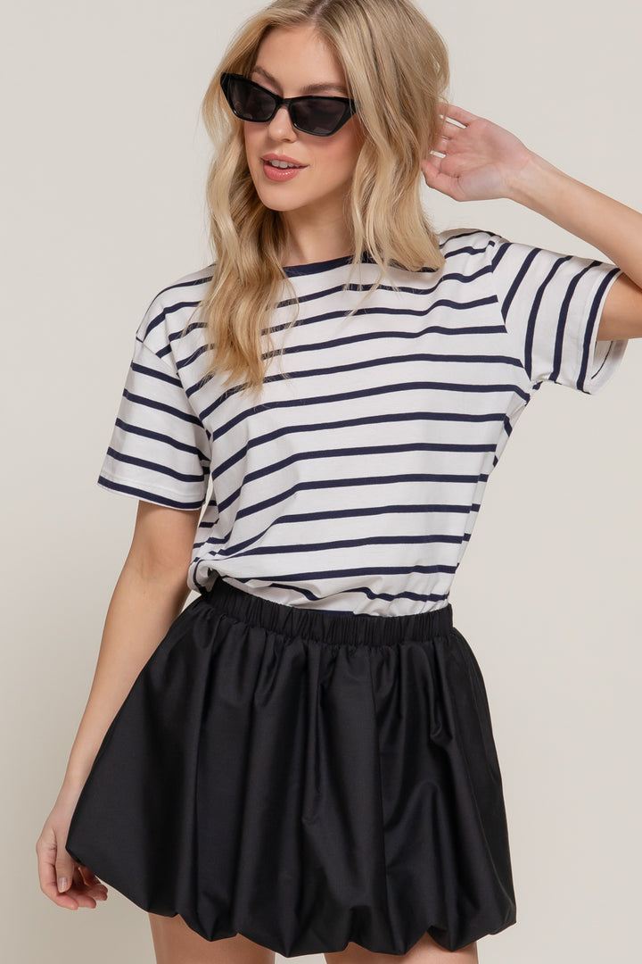 Everyday Stripe Tee - Navy-Tops-Anatomy Clothing Boutique in Brenham, Texas