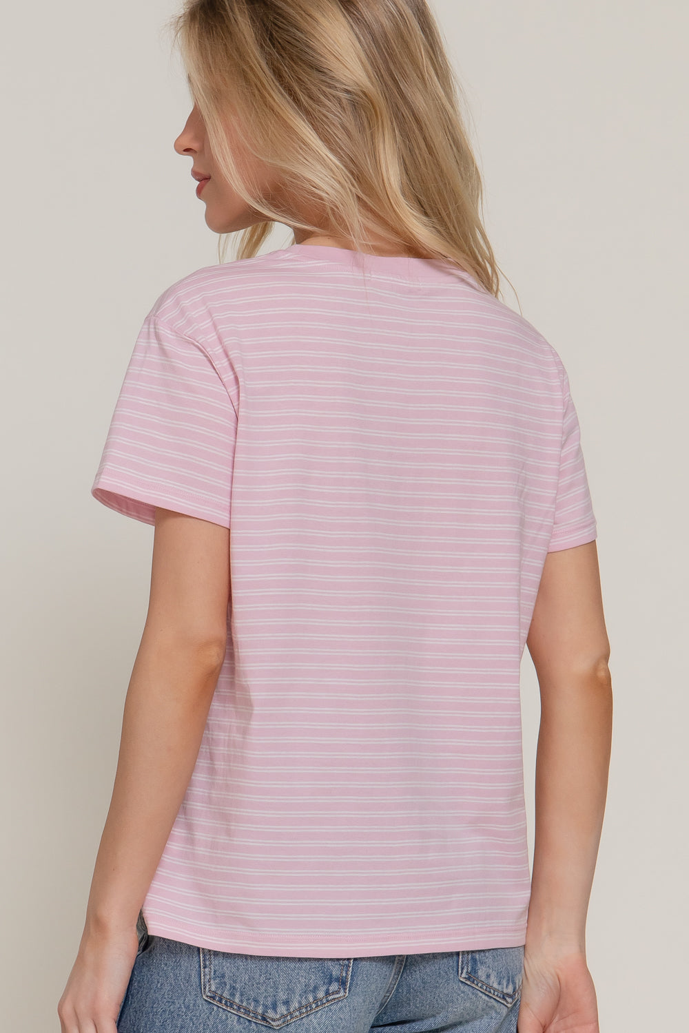 Sweet Stripe Tee - Pink-Tops-Anatomy Clothing Boutique in Brenham, Texas