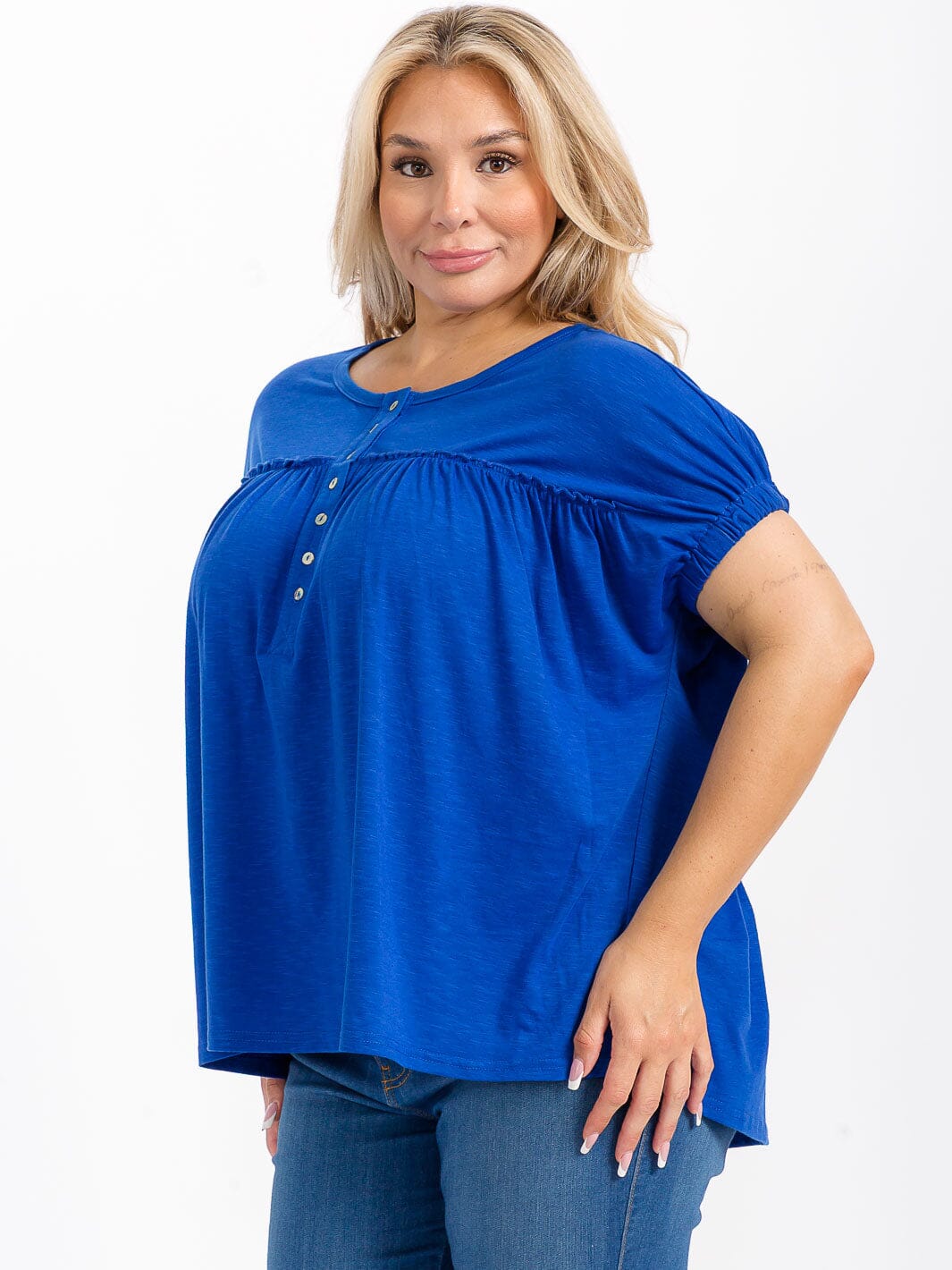 Long Live Henley Tunic Top [Curvy]-Tops-Anatomy Clothing Boutique in Brenham, Texas