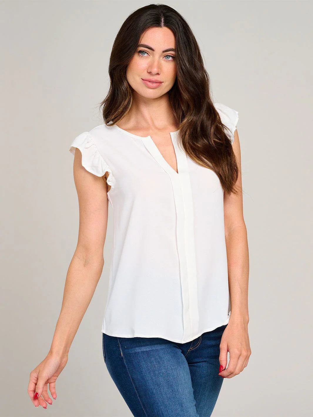 Petal Flutter Blouse - White-Tops-Anatomy Clothing Boutique in Brenham, Texas