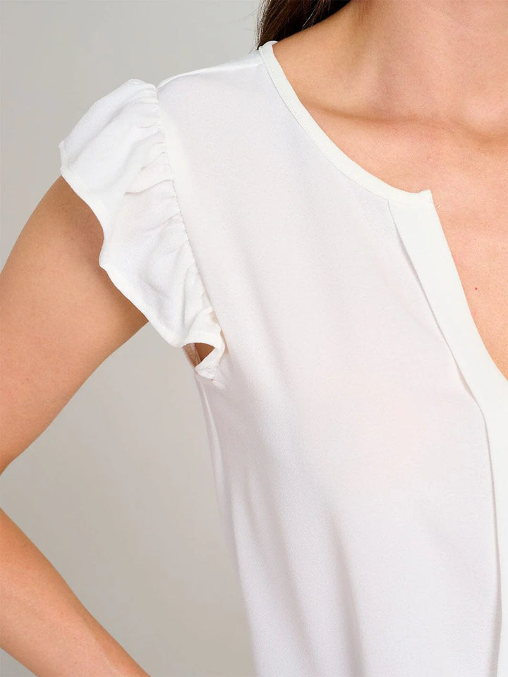 Petal Flutter Blouse - White-Tops-Anatomy Clothing Boutique in Brenham, Texas
