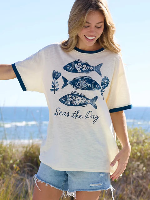 Seas the Day Tee NATURAL LIFE-Tops-Anatomy Clothing Boutique in Brenham, Texas