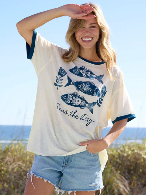 Seas the Day Tee NATURAL LIFE-Tops-Anatomy Clothing Boutique in Brenham, Texas