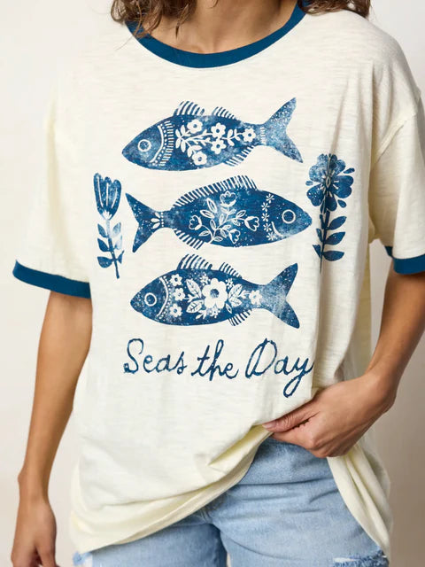Seas the Day Tee NATURAL LIFE-Tops-Anatomy Clothing Boutique in Brenham, Texas