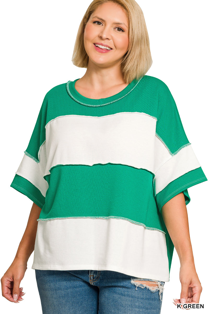 Fresh Start Colorblock Tee [Curvy]-Tops-Anatomy Clothing Boutique in Brenham, Texas