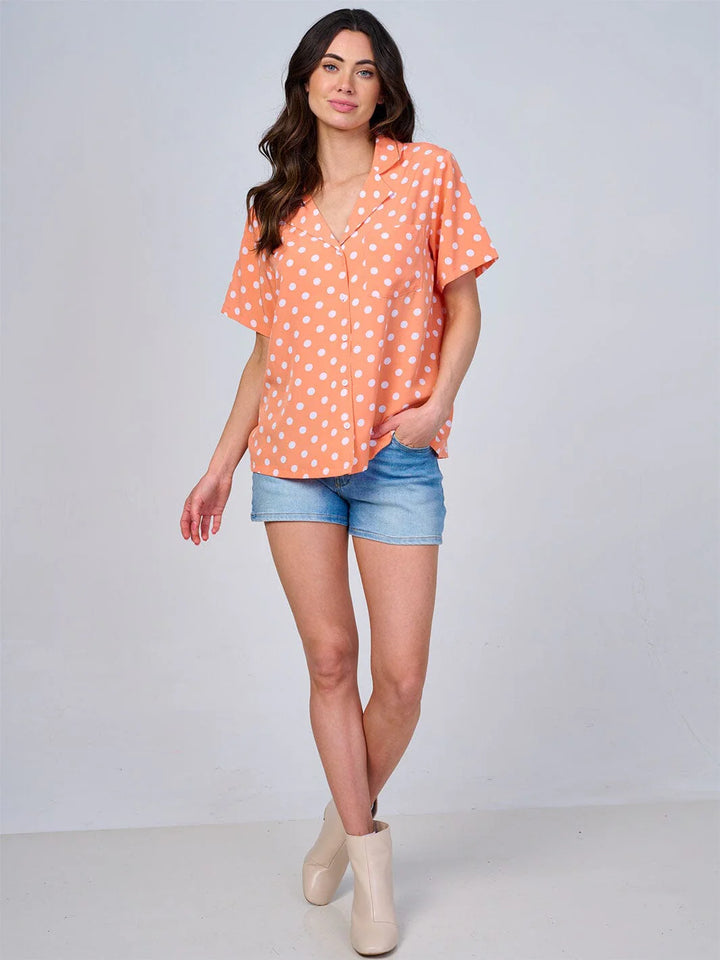 Sunny Days Polka Dot Blouse-Tops-Anatomy Clothing Boutique in Brenham, Texas