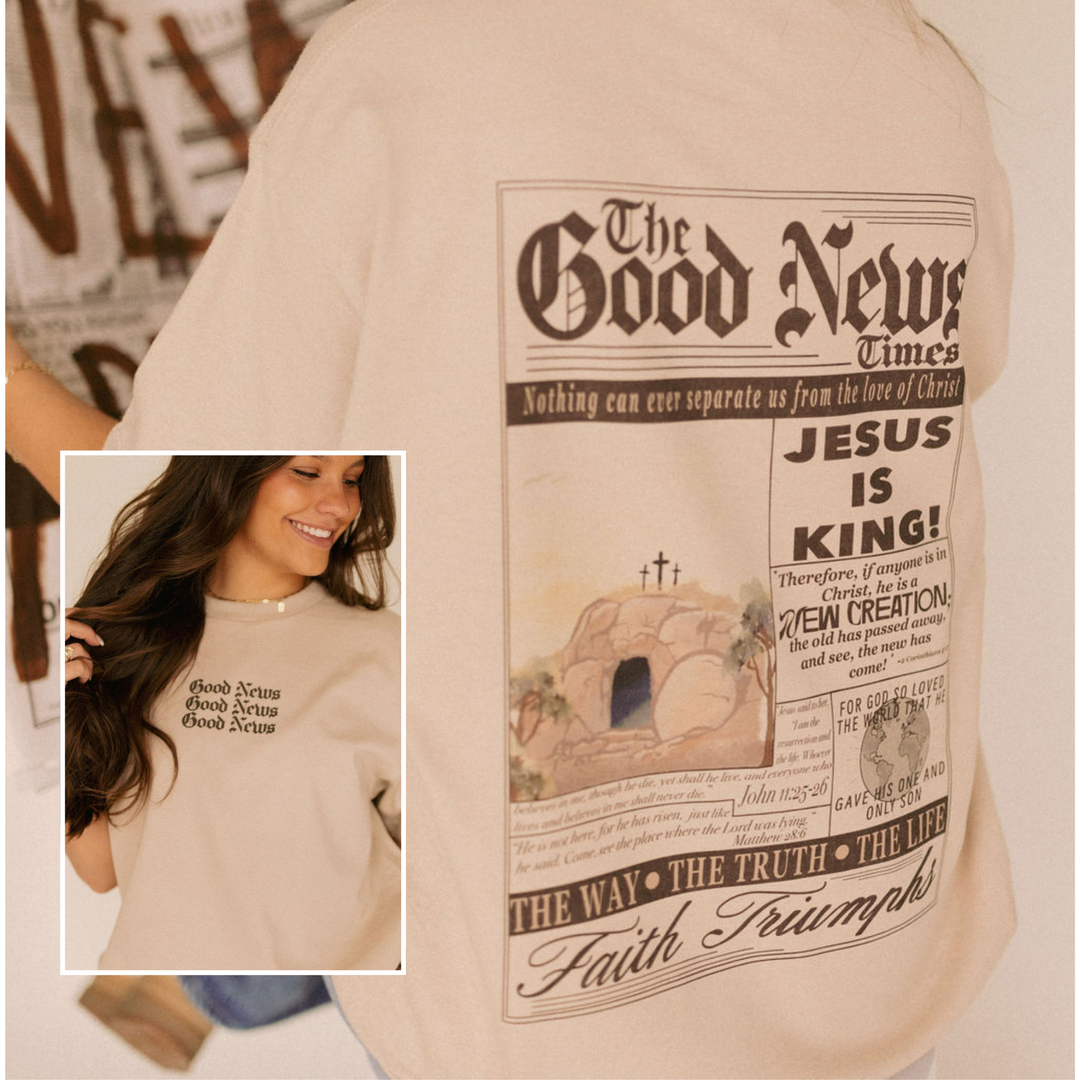 The Good News Easter Graphic-Tops-Anatomy Clothing Boutique in Brenham, Texas