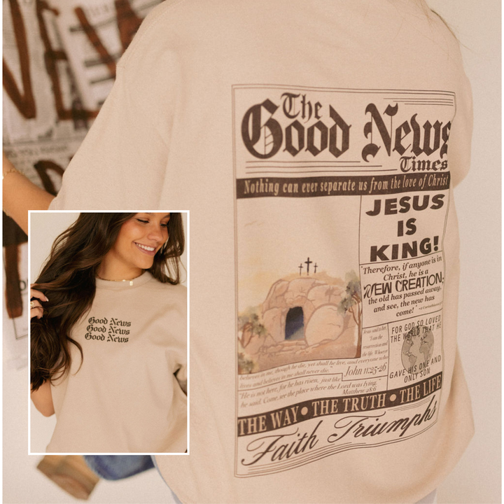 The Good News Easter Graphic-Tops-Anatomy Clothing Boutique in Brenham, Texas