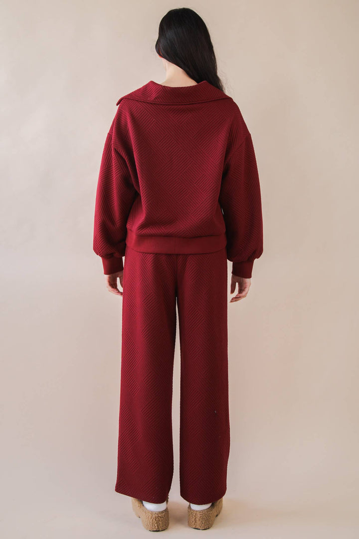 NT12404SET-Textured Knit Casual Comfy Top & Pants Set: H GREY / S-M-L/2-2-2-Anatomy Clothing Boutique in Brenham, Texas