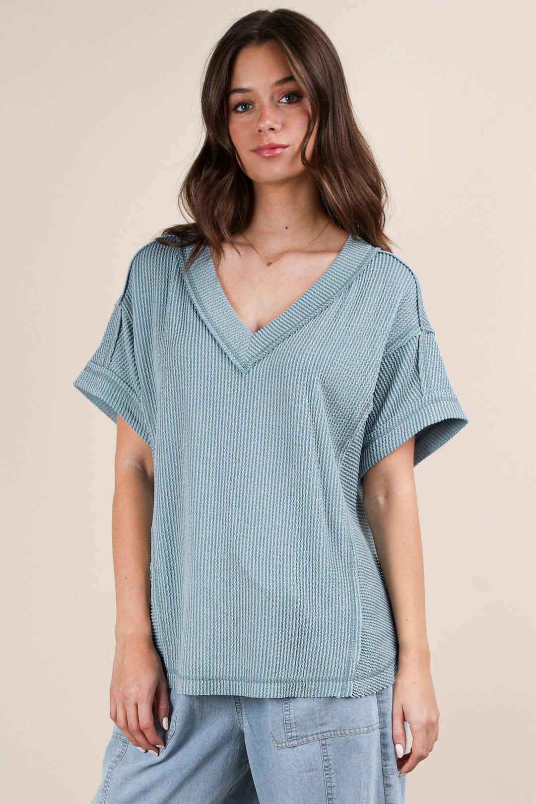 Casual Comfy Ribbed Knit Top-Tops-Anatomy Clothing Boutique in Brenham, Texas