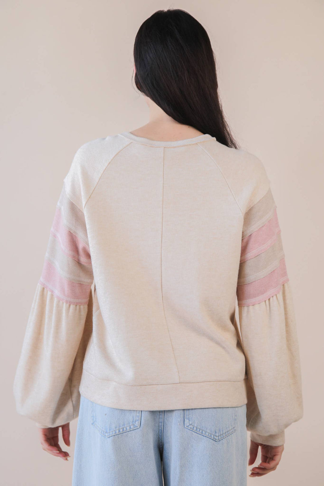 NT12384-Oversized Color Block Comfy Casual Knit Top: MANGO / S-M-L/2-2-2-Anatomy Clothing Boutique in Brenham, Texas