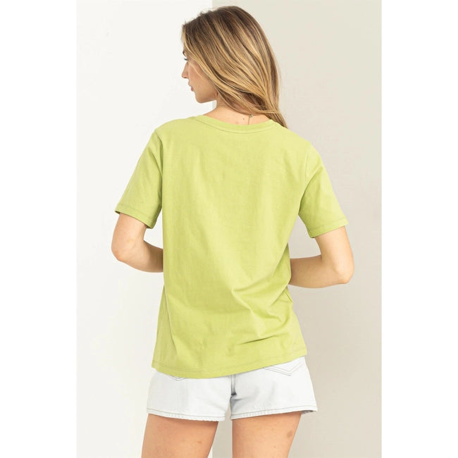 Christine V Neck Tee - Green-Tops-Anatomy Clothing Boutique in Brenham, Texas