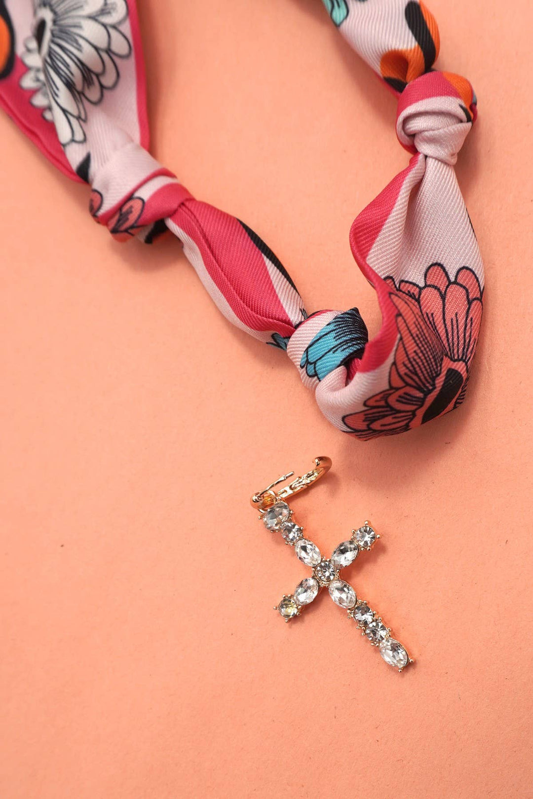 Handcrafted Scarf Charm Necklace - Pink Cross-Anatomy Clothing Boutique in Brenham, Texas